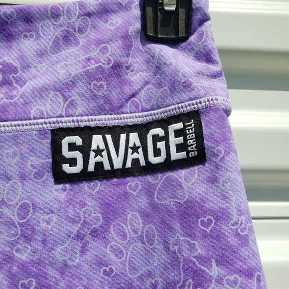 Savage Barbell purple paw print booty work out shorts - Picture 4 of 4